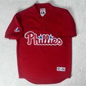 Philadelphia Phillies MLB Majestic Baseball Mesh Jersey Sz Youth Medium Vintage